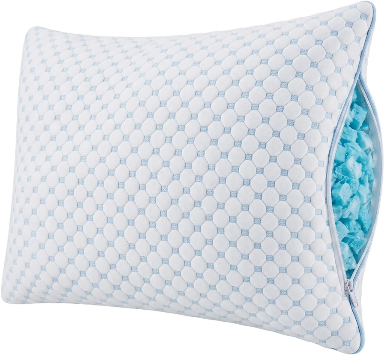 Inside the Signature Cold Pillow: adjustable shredded memory foam
